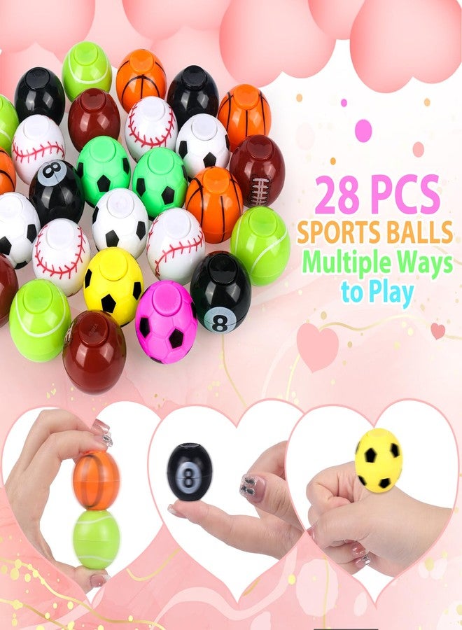 FUSPWEAO 28 Pack Valentines Day Heart Boxes with Mini Fidget Spinners Sports Balls, Valentines Party Favors for Kids Classroom Exchange, School Games Prize Rewards - Image 2